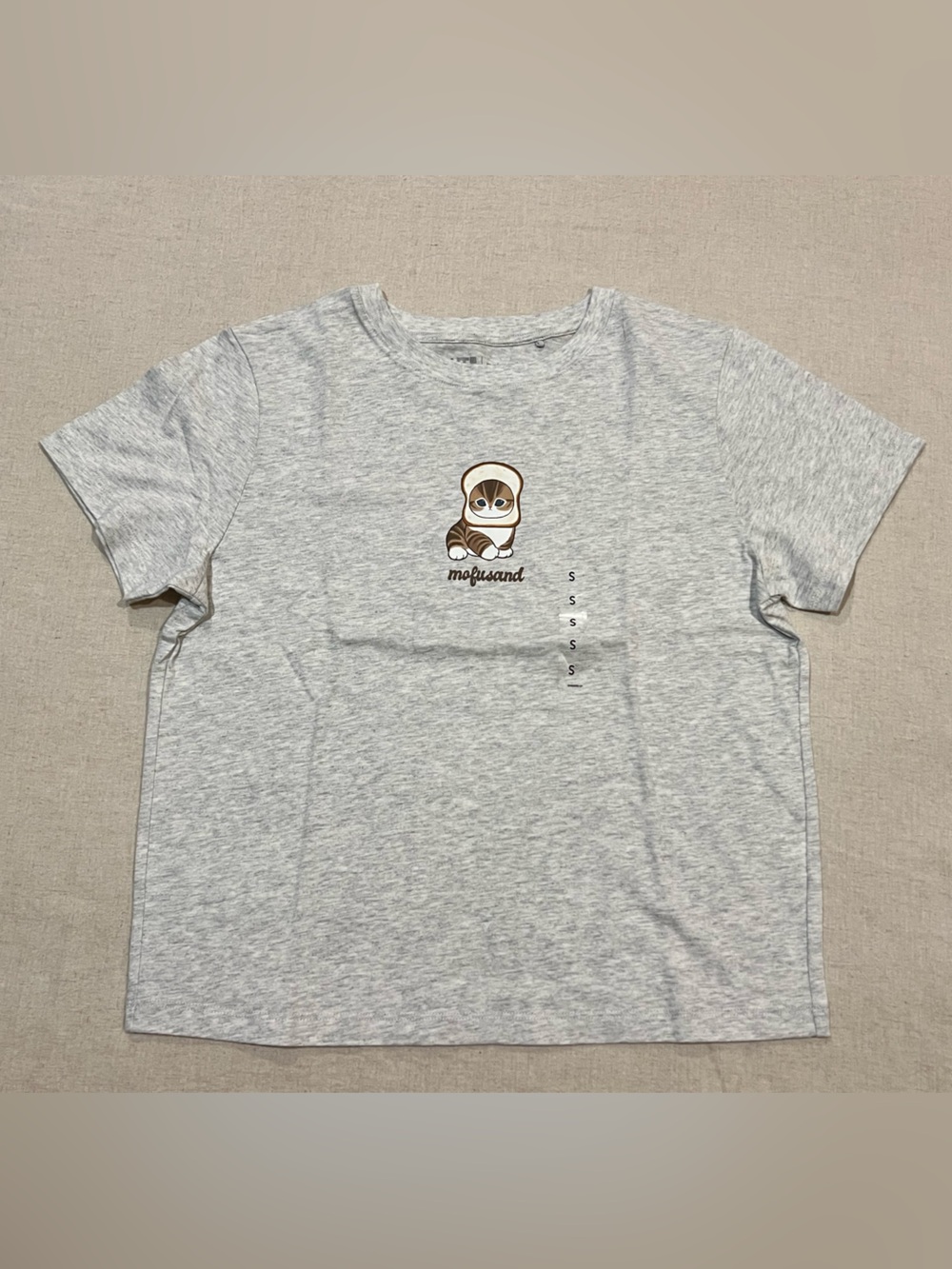 mofusand 'Bread-Meow' NWT Gray Tee Shirt UT Uniqlo Size Small - Picture 2 of 9